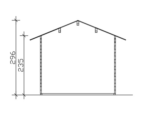 Bauplan einer Gartenlaube mit Höhenangaben