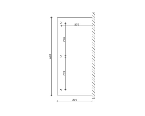 Technische Zeichnung mit Maßangaben für ein Bauelement