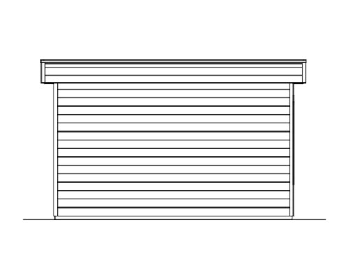 Abbildung eines Gerätehauses mit horizontaler Wandverkleidung.