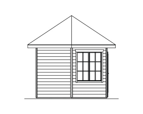 Illustration eines Gartenhauses mit Fenster