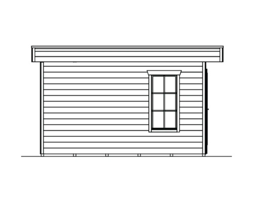 Illustration eines Gartenhauses mit Fenster