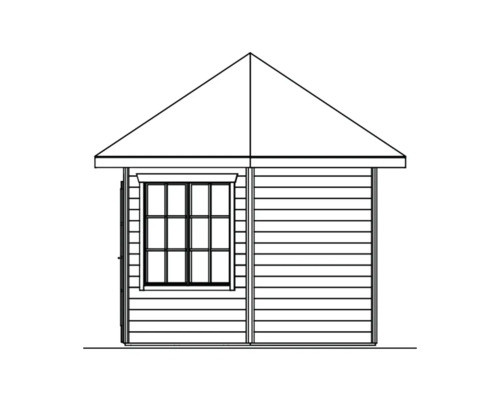 Gartenhaus Seitenansicht mit Fenster und Satteldach