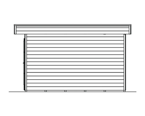 Illustration eines Gartenhauses aus Holz