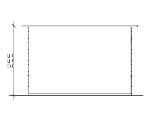 Technische Zeichnung eines Regals mit Angabe der Höhe 255.