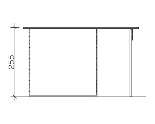 Technische Zeichnung eines Regals mit der Höhenangabe 255