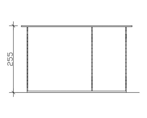 Technische Zeichnung eines Regals mit der Höhenangabe 255
