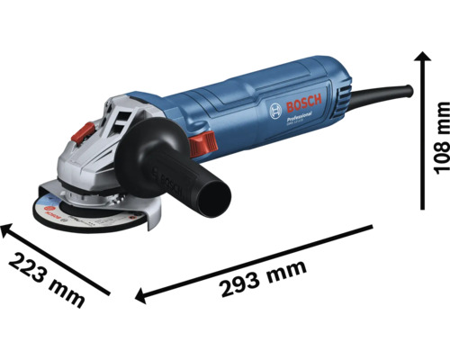 Bosch Winkelschleifer mit Abmessungsangaben