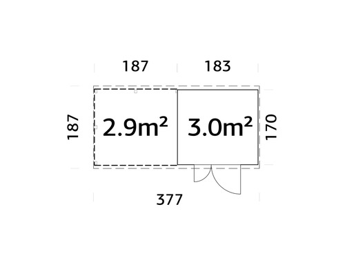 Grundriss mit Abmessungen und Flächenangaben