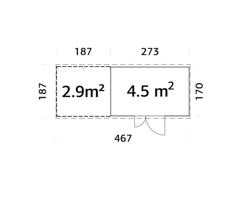 Grundriss mit Abmessungen und Flächenangaben