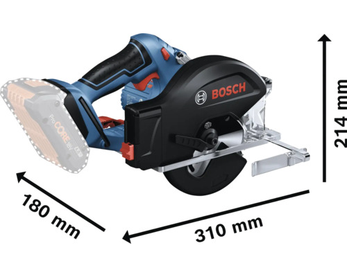 Bosch Akku-Metallkreissäge mit Abmessungen