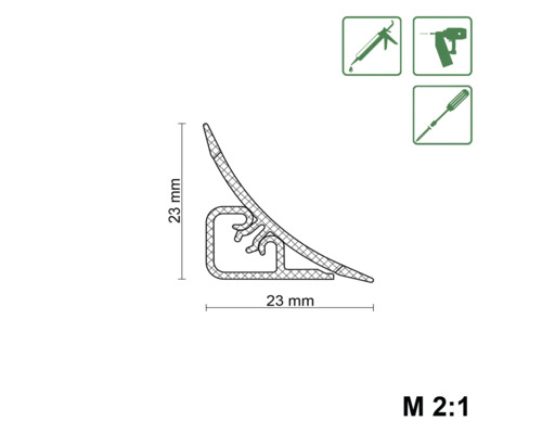 Profilleiste mit den Maßen 23 mm x 23 mm