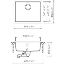 Spüle Schock Kiruna N-100L FB 545 x 445 mm night KIRN100LFBNGT