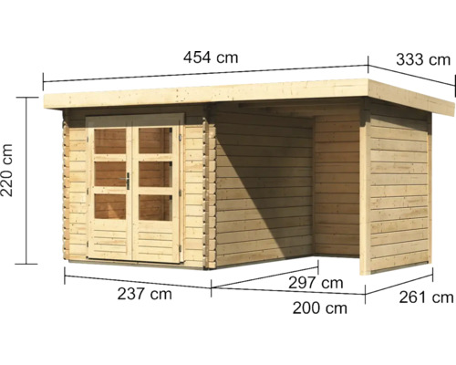 Holzgartenhaus mit Abmessungen