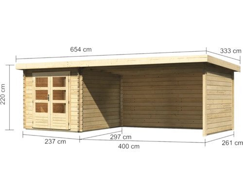 Holzgartenhaus mit Abmessungen