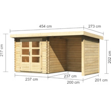 Abmessungen eines Gartenhauses aus Holz mit Doppeltür