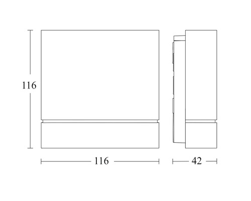 Technische Zeichnung einer Wandleuchte mit Maßangaben
