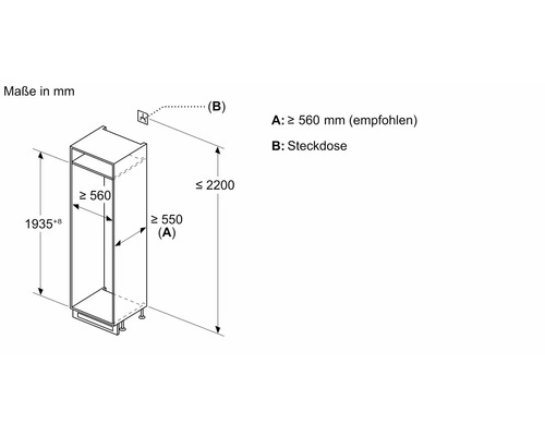 Maße des Hochschranks in Millimeter