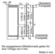 Technische Zeichnung mit Maßangaben für Möbel