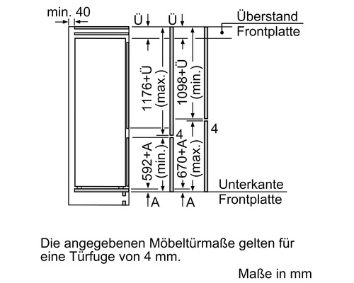 Technische Zeichnung mit Maßangaben für Möbel