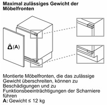 Information zum maximal zulässigen Gewicht von Möbelfronten von 12 kg