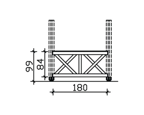 Technische Zeichnung eines Podests mit Maßangaben