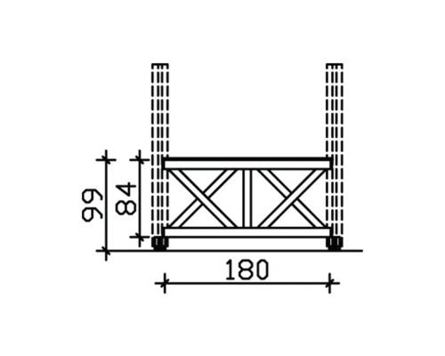 Technische Zeichnung eines Podests mit Maßen