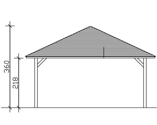 Technische Zeichnung eines Carports mit Höhenangaben