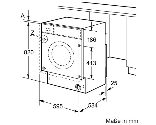 Waschmaschine Maße Skizze