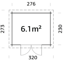 Gartenhaus Palmako Alice 6,1 m² 320 x 273 cm kesseldruckimprägniert