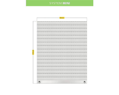 System Mini Rollladen, 90 x 110 cm, Maße dargestellt
