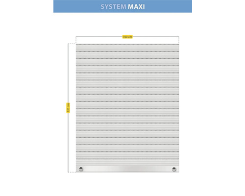 Illustration eines Rollladens mit den Maßen 100 cm Breite und 120 cm Höhe
