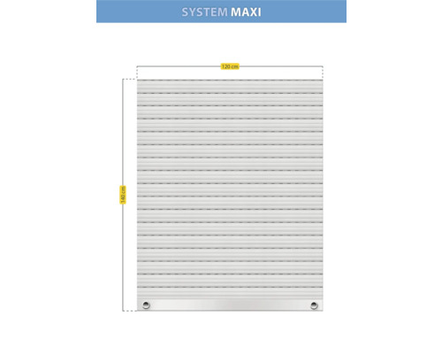 Abmessungen eines Rollladens: 120 cm breit und 140 cm hoch.