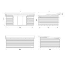 Gartenhaus Palmako Lea 19,4 m² Schiebetür Isolierglas inkl. Fußboden 578 x 451 cm tauchgrundiert