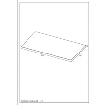Technische Zeichnung einer Platte mit den Maßen 806 x 460 x 28 mm