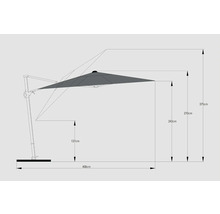 Ampelschirm SOLUNA Calais Ø 350 cm hellgrau mit UV-Schutz 80, wasserabweisende Polyesterbespannung, leichte Aufspannung per Kurbel, Dreh und Neigfunktion