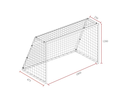 Abbildung eines Fußballtors mit Maßangaben