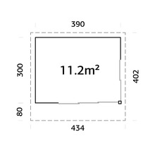 Gartenhaus Palmako Andrea 11,2 m² Schiebetür Isolierglas inkl. Fußboden 434 x 402 cm grau