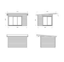 Gartenhaus Palmako Andrea 11,2 m² Schiebetür Isolierglas inkl. Fußboden 434 x 402 cm grau