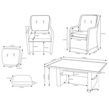 Skizze einer Loungegruppe mit Maßen