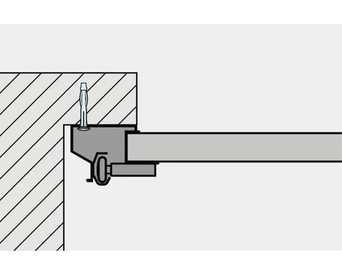 Montage eines Deckenprofils an einer Wand mit Schraube und Dübel