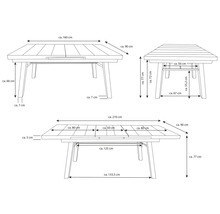 Maße des Gartentisches