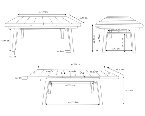 Maße des Gartentisches