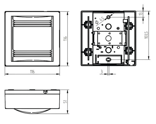 Technische Zeichnung einer Wandleuchte mit Maßangaben