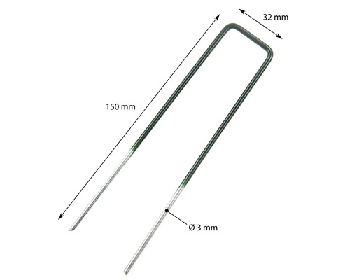Gartennagel mit den Maßen 150 mm Länge, 32 mm Breite und 3 mm Durchmesser