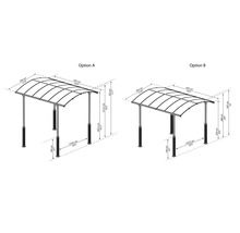 Einzelcarport, Carport für Wohnmobil CANOPIA by Palram Alpine 4300 höhenverstellbar 359 x 435 cm anthrazit