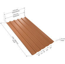 Profilblech mit Maßangaben für Breite, Länge und Höhe