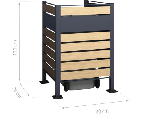 Mülltonnenbox mit den Maßen 120 cm Höhe und 90 cm Breite