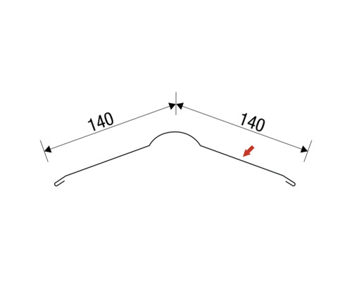 Dachrinnenwinkel mit Maßangabe 140 mm