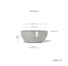 Blumentopf Ecopots Sofia Kunststoff Ø 39,3 cm 40,8 x 23,7 x 17,5 cm grau