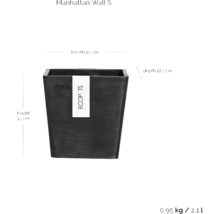 Ecopots Manhattan Wandtopf S, 15 Zentimeter hoch, 15 Zentimeter lang und 17,2 Zentimeter tief